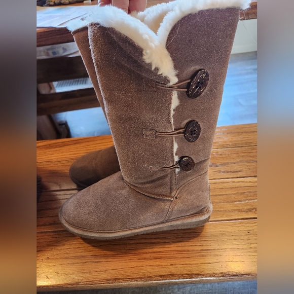 Bearpaw Lauren Tall Winter Boots Tan Suede Shearling Lining Womens 9 Snow Boots - Picture 1 of 4